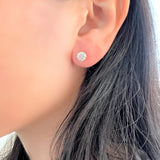 Sterling Silver 6.5mm 2 ctw Cubic Zirconia Bezel Stud Earring