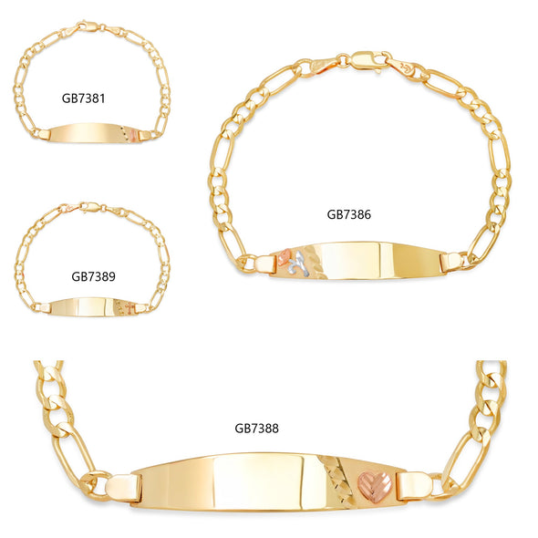14K Yellow Gold 100 Figaro Ladies Oval ID Bracelets