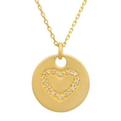 Gold Plated Silver  CZ Heart Necklace