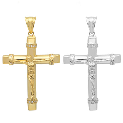 Sterling Silver and Cubic Zirconia Crucifix Pendant