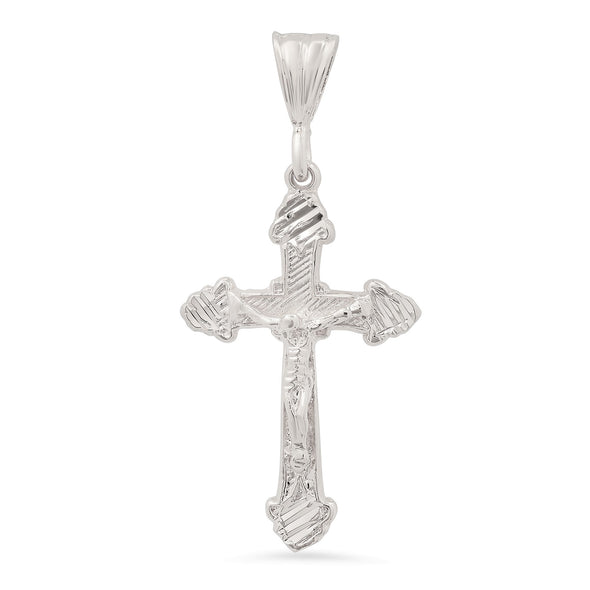 Sterling Silver Hand Diamond-cut Crucifix Pendant