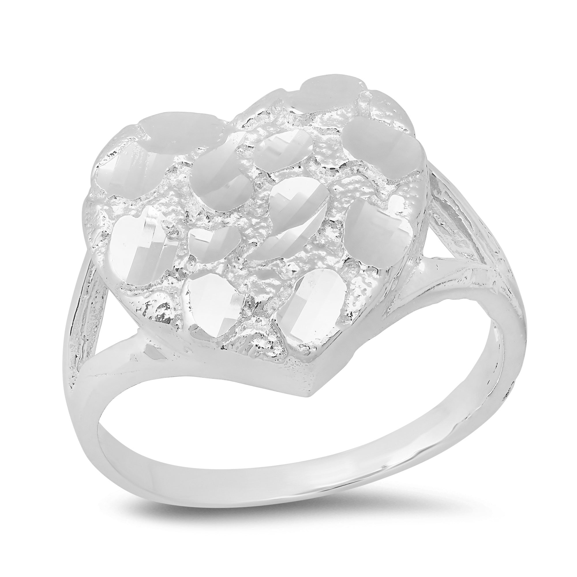 Sterling Silver Yellow Gold Plated Silver Nugget Ring (Size 5-9)