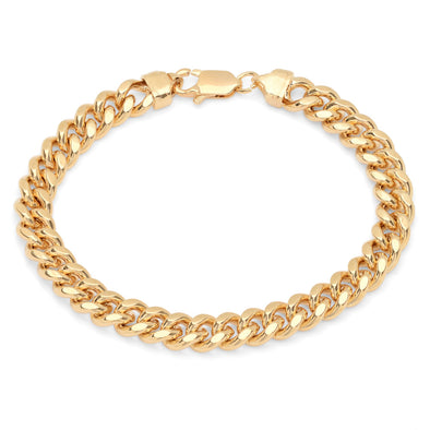 Yellow Gold Plated 9 mm Miami Cuban Link Bracelet (8.5 Inch)