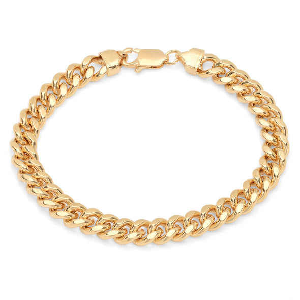 Yellow Gold Plated 9 mm Miami Cuban Link Bracelet (8.5 Inch)