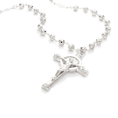 Yellow Gold or Rhodium Plated Cubic Zirconia Crucifix Necklace (26 Inch)