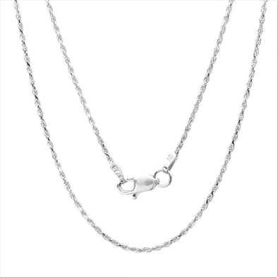 14K White Gold 1 mm Rope Chain (16-24 Inch)