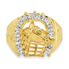 Yellow Gold Plated Brass and CZ El Caballo Ring ( Size 9-13 )
