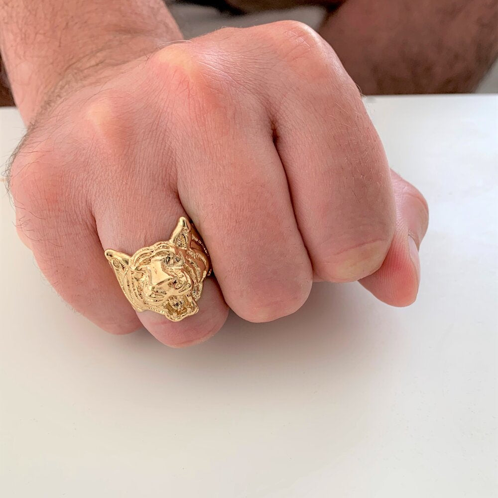 Yellow Gold Plated El Tiger Ring ( Size 8-12)