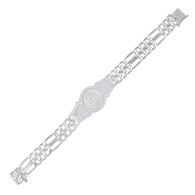Sterling Silver 2-Strand 180 7mm Figaro Guadalupe Bracelet (8-9 Inch)