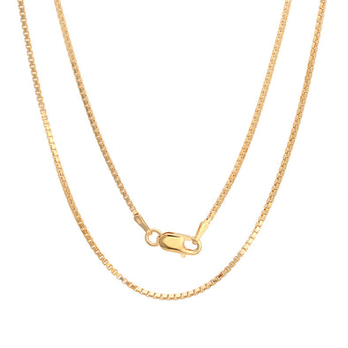 Yellow Gold Plated Silver 1.5 mm Box Chain (16-30 Inch)