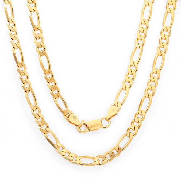 Yellow Gold Plated Silver Figaro Chain Necklace