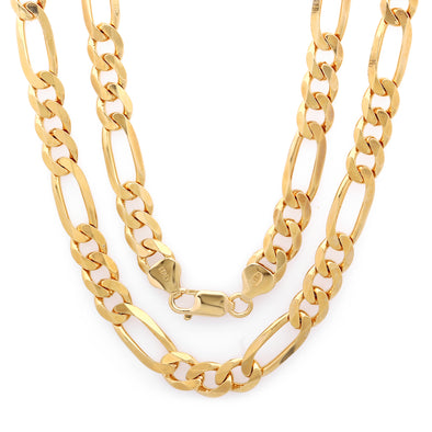 Yellow Gold Plated Silver Figaro Chain Necklace 8 mm