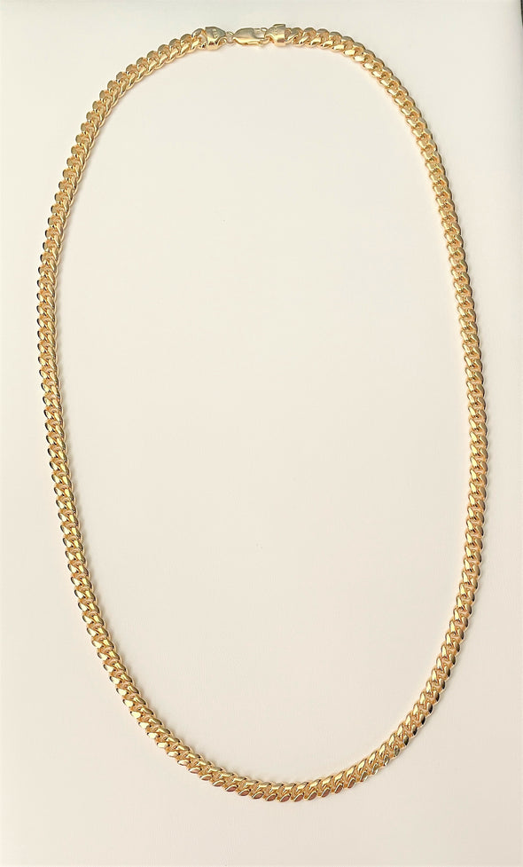 Yellow Gold Plated Silver 6 mm Miami Cuban Link Chain