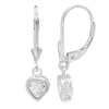 Sterling Silver Heart CZ Drop Earring ( 1.5 ctw )