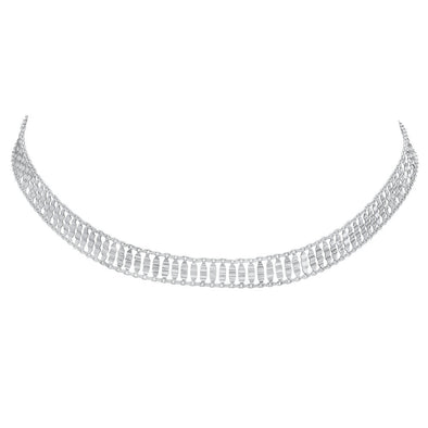 Rhodium Plated Silver Choker Necklace (12+4 Inch Extension)