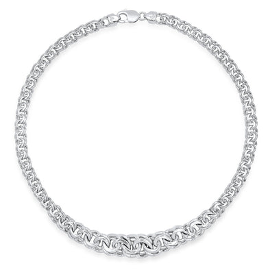 Sterling Silver Graduated Chino Link Necklace (17 Inch)