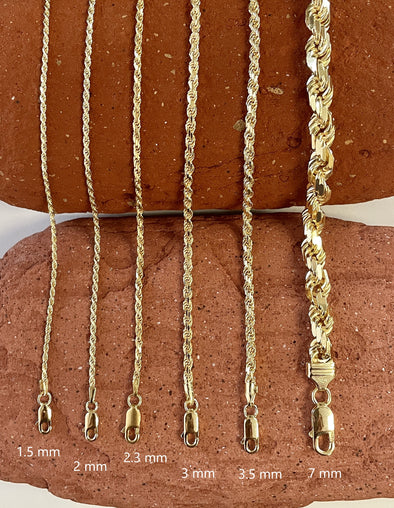 Yellow Gold Plated Silver Rope Chain Necklaces