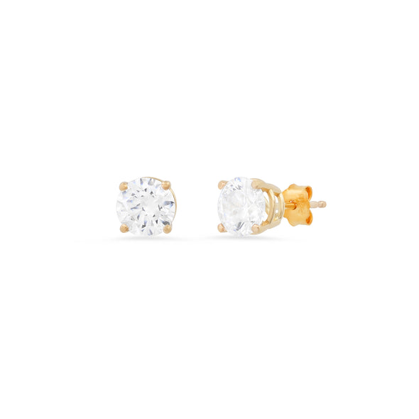 14k Gold 6 mm CZ Four-Prong Setting Stud Earrings 1 ctw