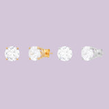 14k Gold 7 mm CZ Four-Prong Setting Stud Earrings 1.5 CTW