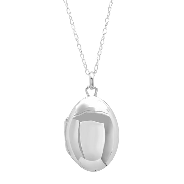 Sterling Silver Heart Oval Round Polished Locket Necklace