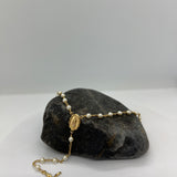 Sterling Silver Yellow Gold Plated Rosary 4mm Crystal Pearl (24")