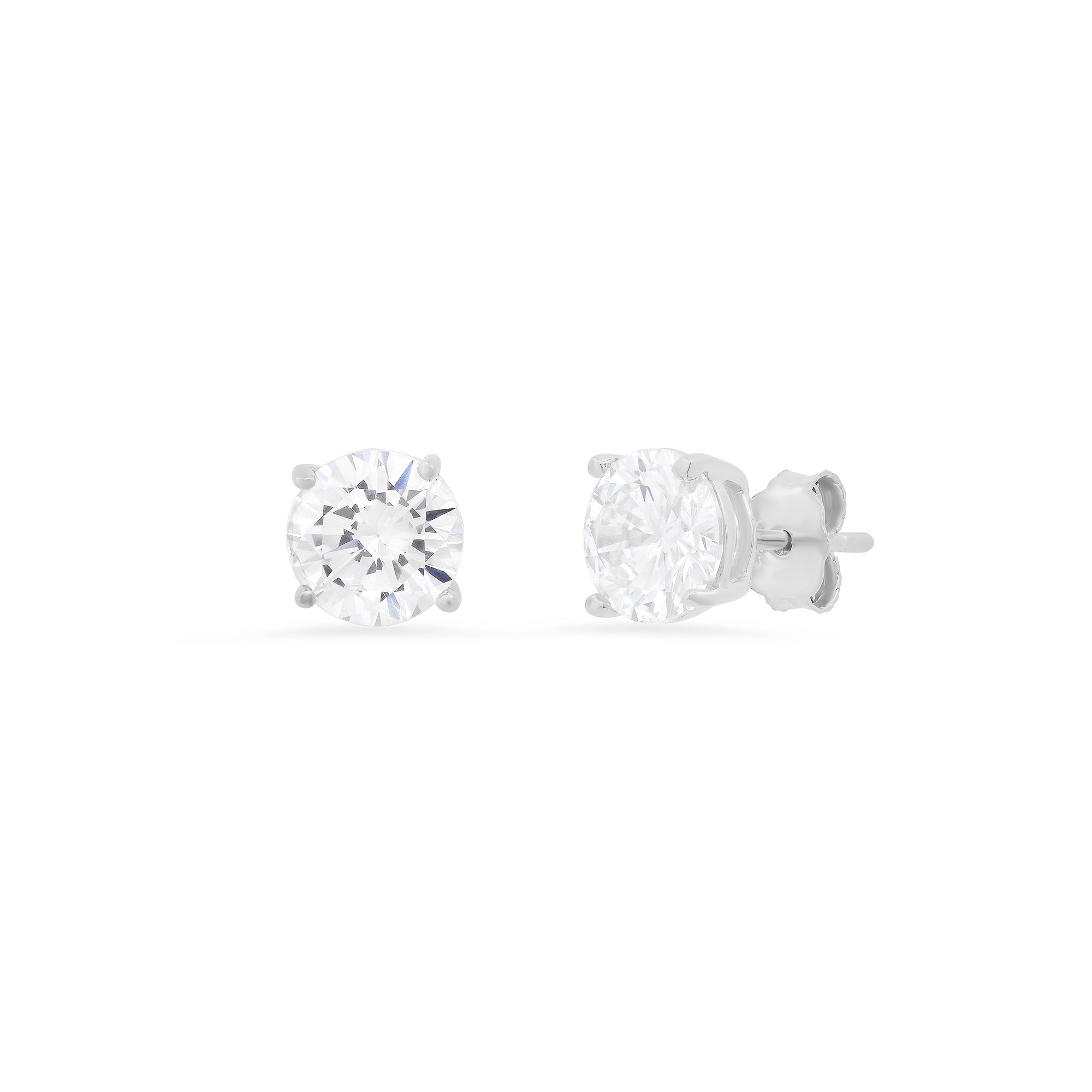 14k Gold 7 mm CZ Four-Prong Setting Stud Earrings 1.5 CTW
