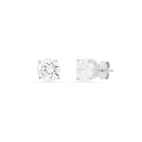 14k Gold 7 mm CZ Four-Prong Setting Stud Earrings 1.5 CTW