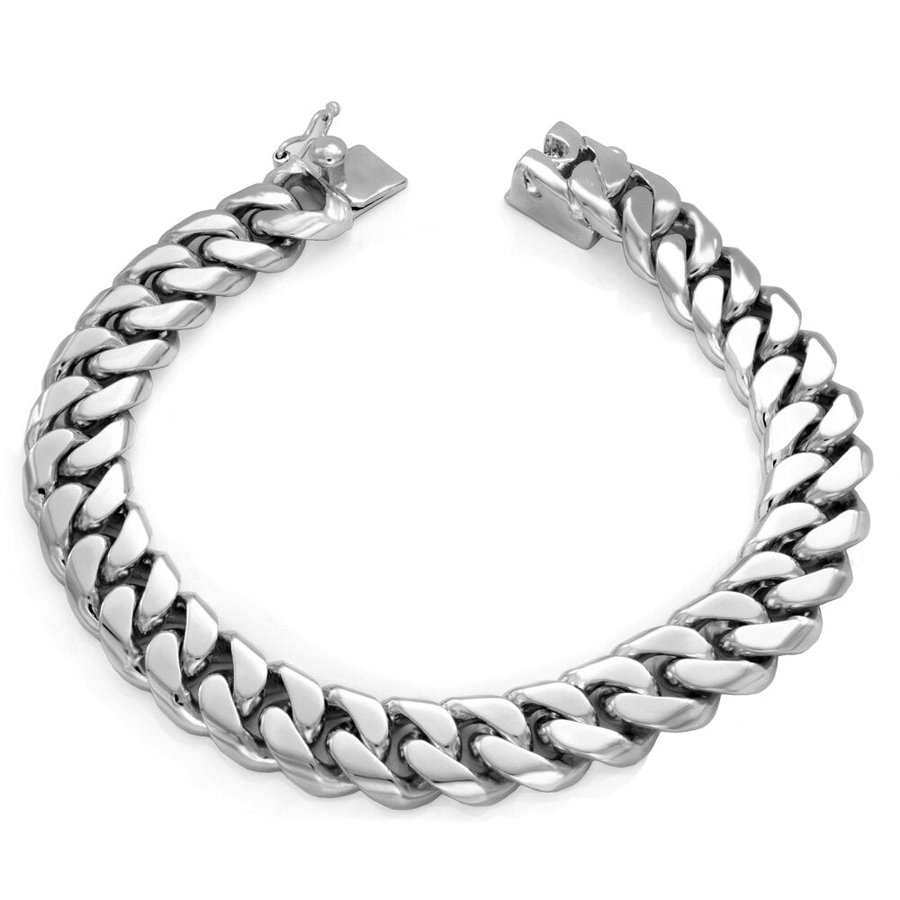 Yellow Gold or Platinum Plated 9.25 mm Handmade Cuban Link Bracelet ( 8.5" )