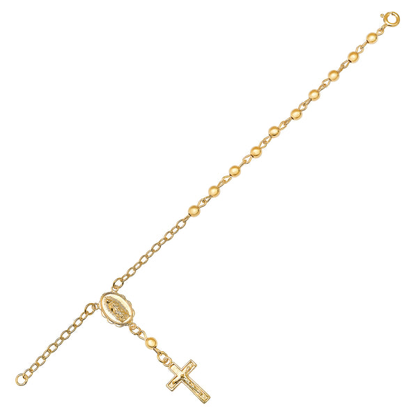 Gold or Rhodium Plated Guadalupe Bead Rosary Bracelet