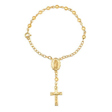 Gold or Rhodium Plated Guadalupe Bead Rosary Bracelet