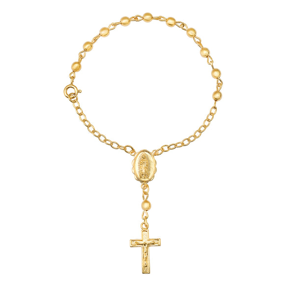 Gold or Rhodium Plated Guadalupe Bead Rosary Bracelet
