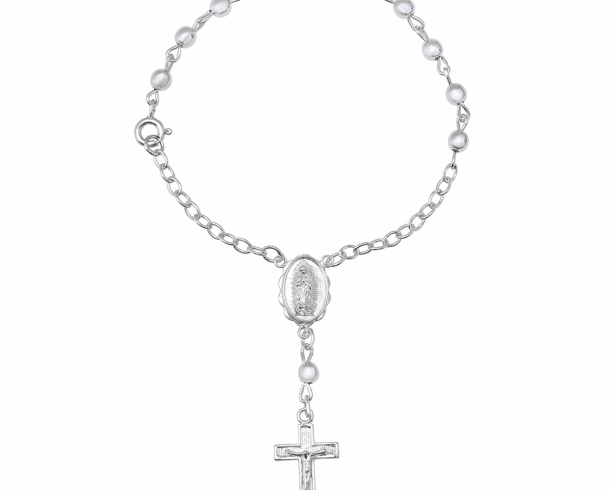 Gold or Platinum Plated Guadalupe Bead Rosary Bracelet