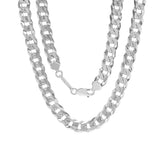 Yellow Gold or Platinum Plated Fashion 10.50 mm Italian Pave Curb Chain