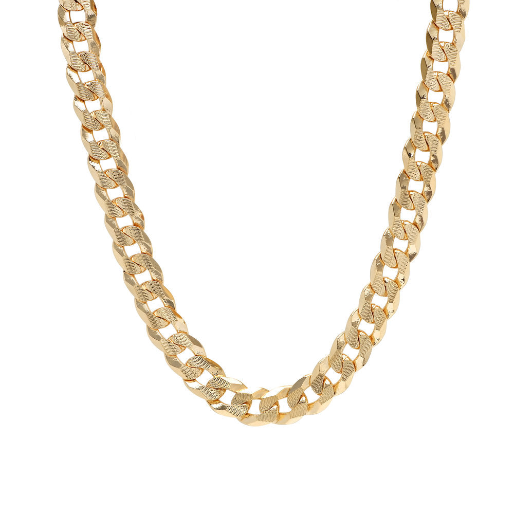 Yellow Gold Plated 10.50 mm Italian Pave Curb Chain (24")