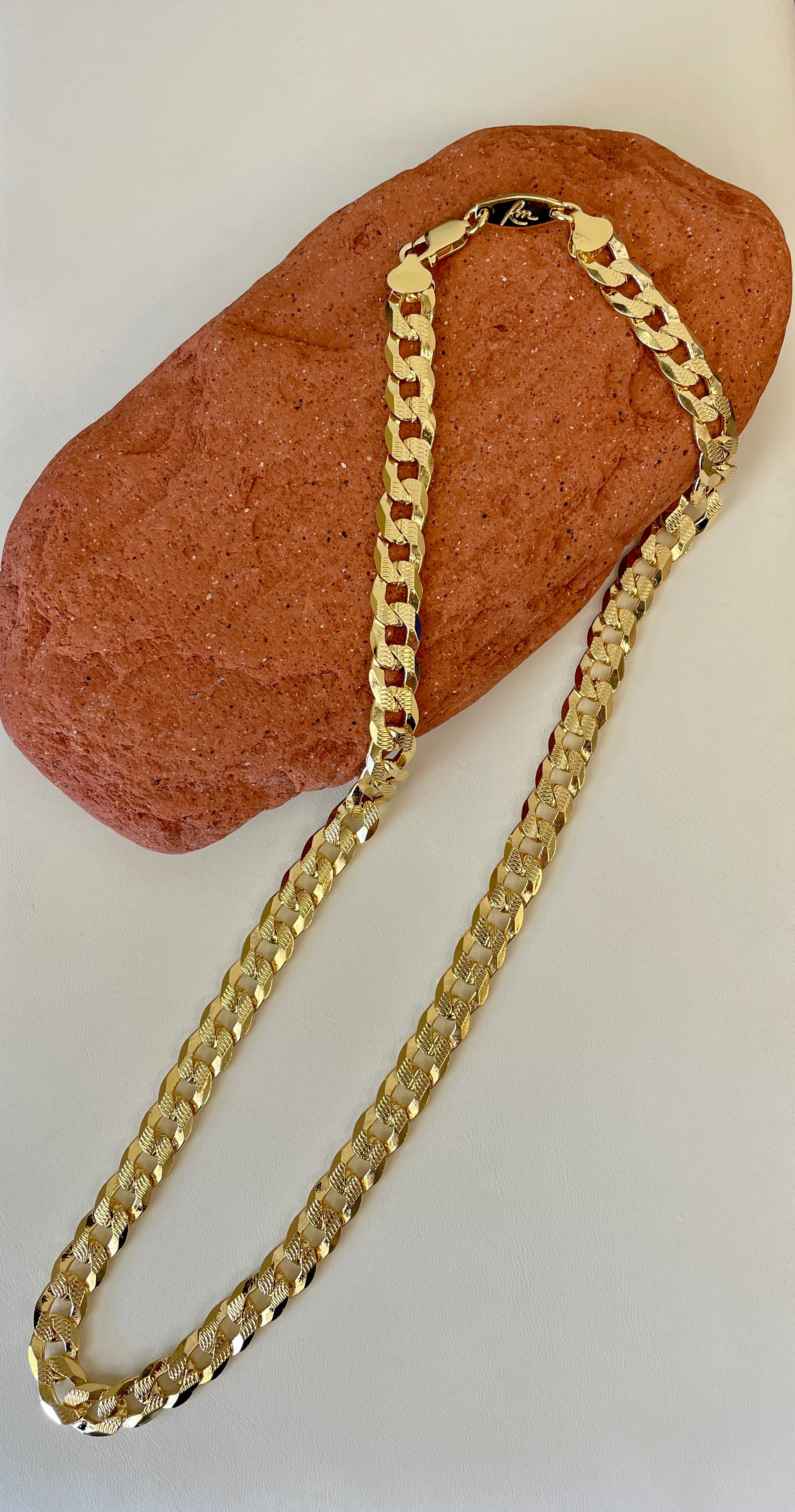 textured fashion gold plated curb link chain