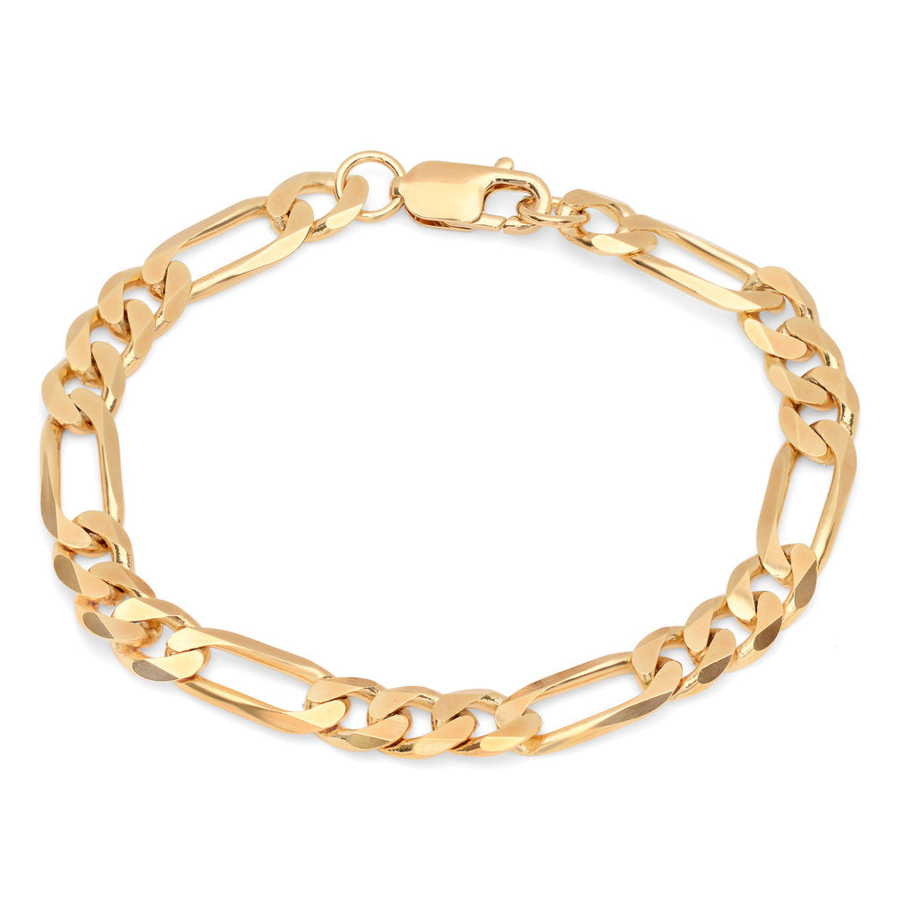 Yellow Gold Plated 8mm Italian Figaro Bracelet (8.5")