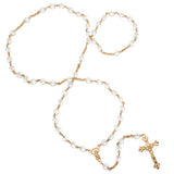 Gold Plated Clear Czech Glass Rosary Necklace