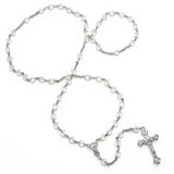 Gold Plated Clear Czech Glass Rosary Necklace