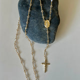 Signature Golden Rosary Beads Necklace Made With Austrian Crystals