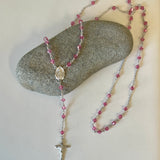 Platinum Plated Brass Rosary Necklace Made With Austrian Crystals by Roberto Martinez