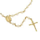 Rosary Necklace Made with 4 mm Austrian Crystal Pearl ( 24-26" )