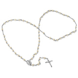 Rosary Necklace Made with 4 mm Austrian Crystal Pearl ( 24-26" )