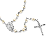 Rosary Necklace Made with 4 mm Austrian Crystal Pearl ( 24-26" )