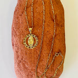 Yellow Gold Plated Our Lady of Guadalupe Pendant Necklace