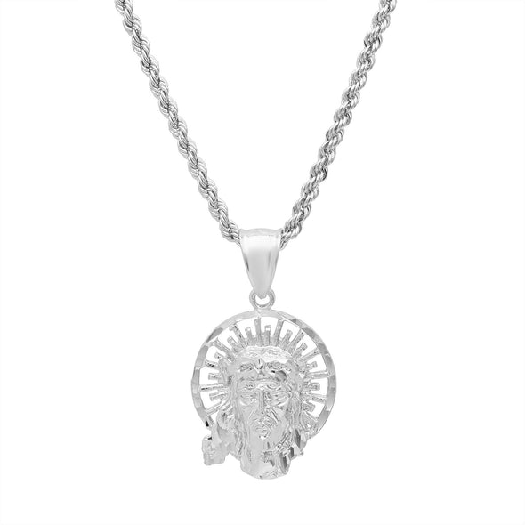Yellow Gold or Rhodium Plated Jesus of Nazareth Necklace
