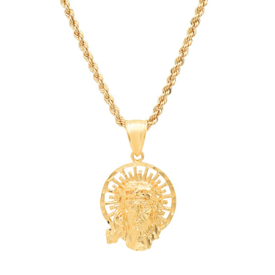 Yellow Gold or Rhodium Plated Jesus of Nazareth Necklace