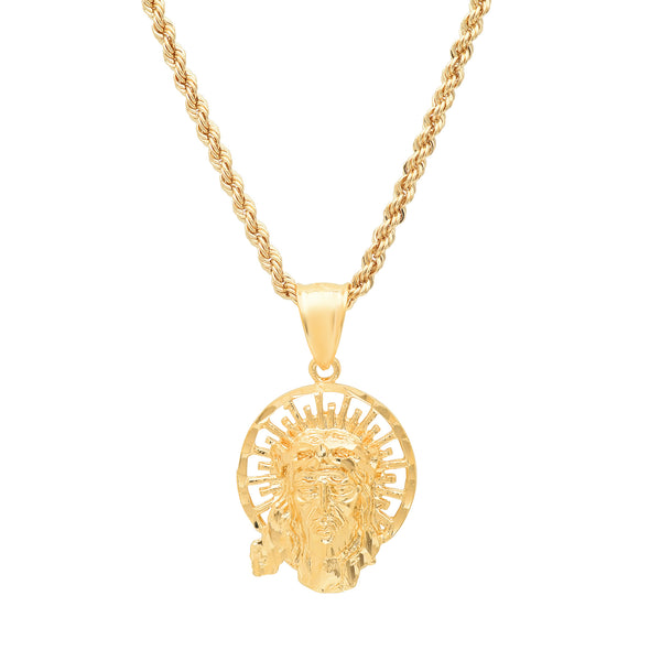 Yellow Gold or Rhodium Plated Jesus of Nazareth Necklace