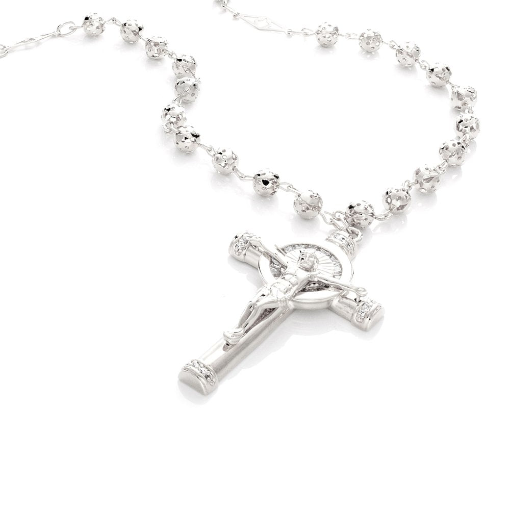 Yellow Gold or Platinum Plated Cubic Zirconia Crucifix Necklace (26")