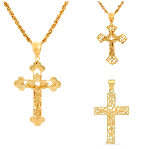 Yellow Gold Plated Crucifix Fashion Necklace