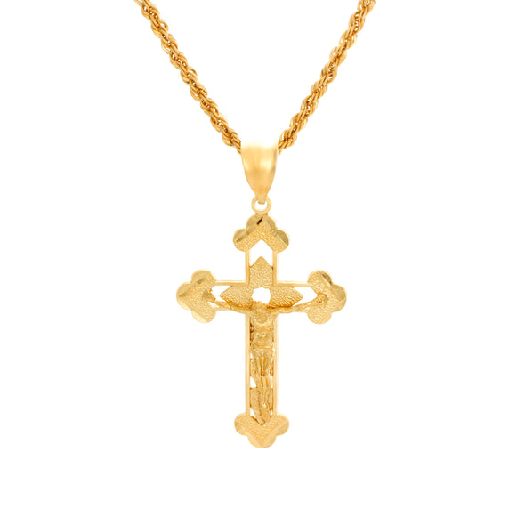 Yellow Gold Plated Crucifix Fashion Necklace